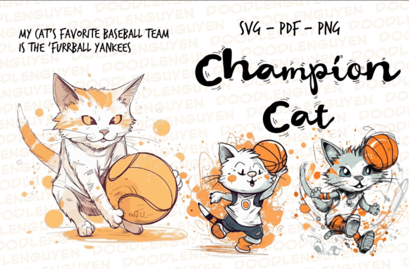 Cat Play with Ball, Cartoon Bundle Graphics for Crafts